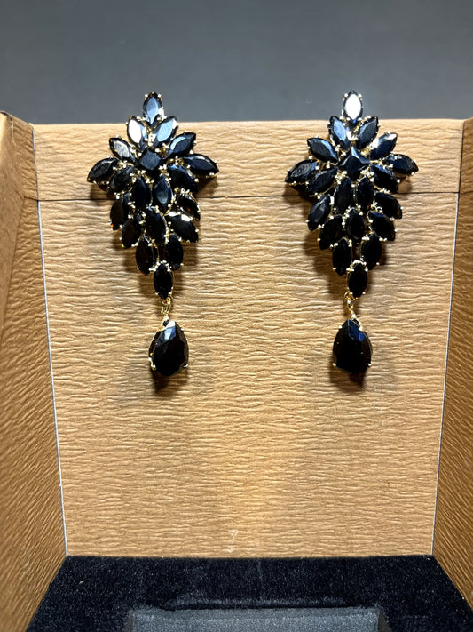 Black Crystal Statement Drop Earrings – Luxury Women’s Jewelry